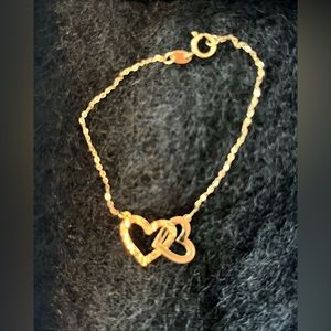 Solid 14kt gold heart bracelet made in Italy